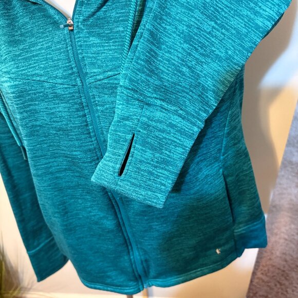 Teal Zippered Fleece Hoodie Jacket - L - Picture 5 of 6